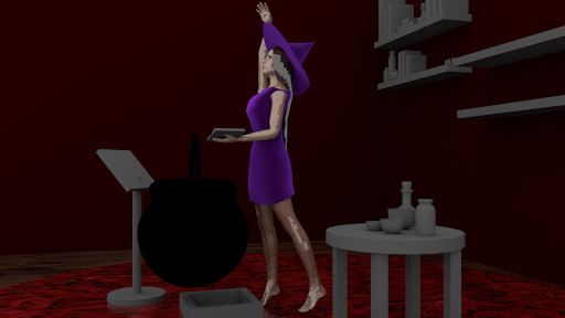 Witch Casting Spell, Still from Animation, Maya Render, 3D Model, 2020